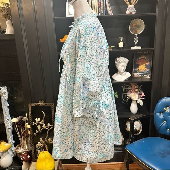 Zara Bloggers Favorite Blue Floral Poplin Dress Size Small - Picture 7 of 13